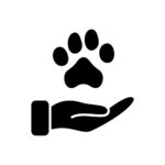 Animal Paw And Human Hand Silhouette Icon Animal Donation Care And Protection Concept Adoption Of Pets Shelter Charity Icon Animal Welfare Pictogram Illustration Vector 150x150
